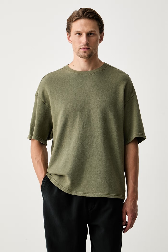 American Vintage T-shirt oversize damski bawełniany zielony MVIB03B
