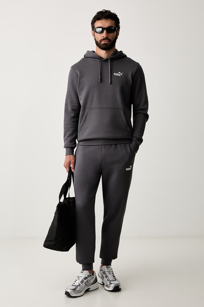 Puma bluza z kapturem męska z bawełną Essentials 682575 szary AW26
