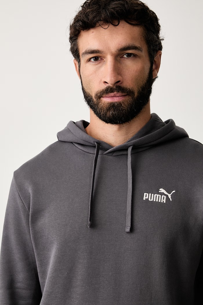 Puma bluza z kapturem męska z bawełną Essentials szary 682575