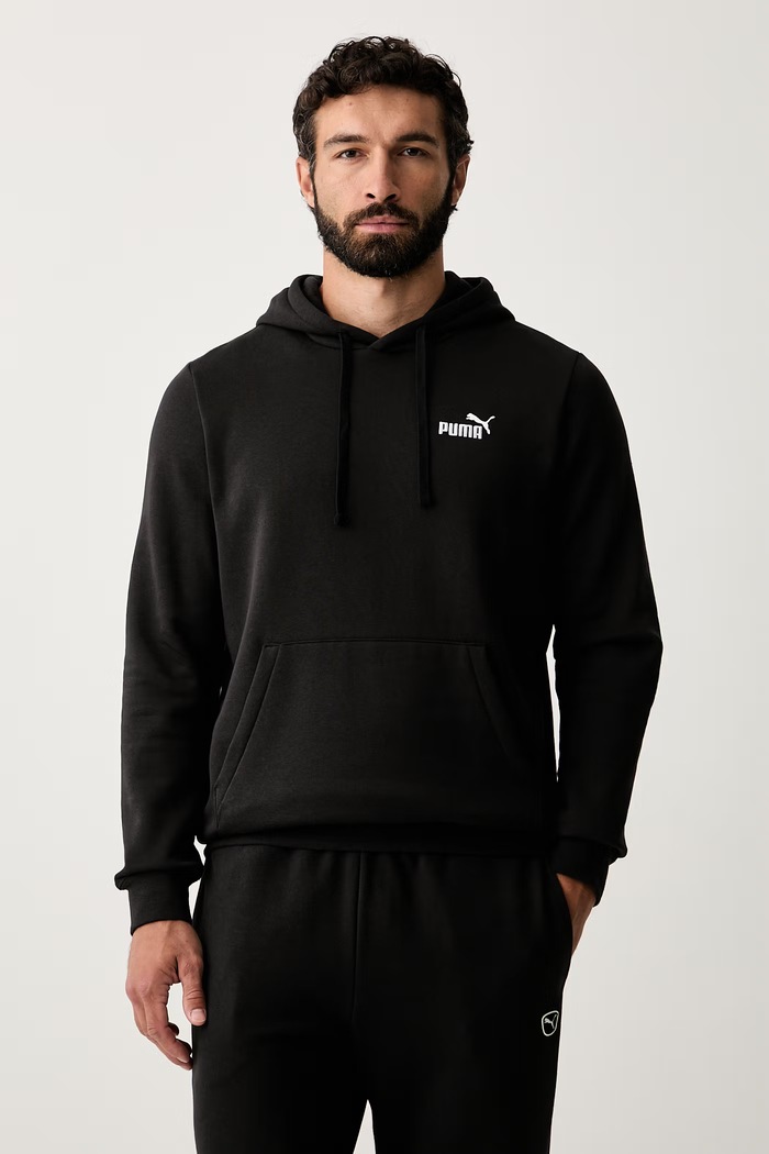 Puma bluza z kapturem męska z bawełną Essentials czarny 682574