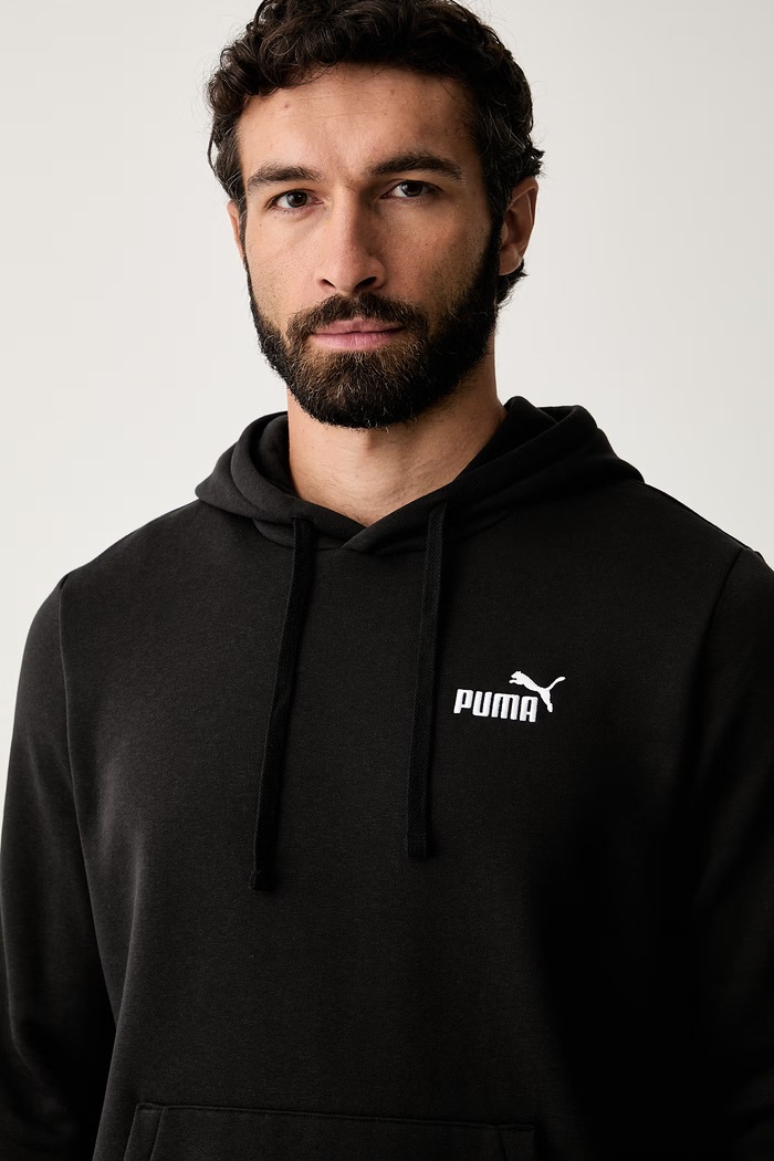 Puma bluza z kapturem męska z bawełną Essentials czarny 682574