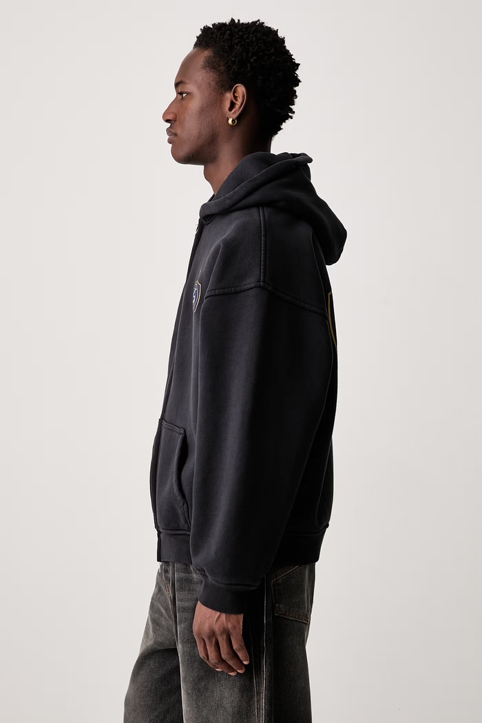 RHUDE bluza rozpinana z kapturem bawełniana męska czarny RHPF26HO14012