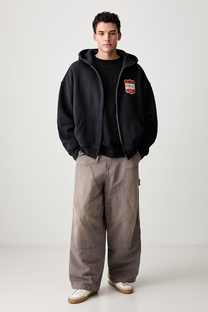 RHUDE суичър с цип и качулка от памук мъжки RHPF26HO13012 черен AW26