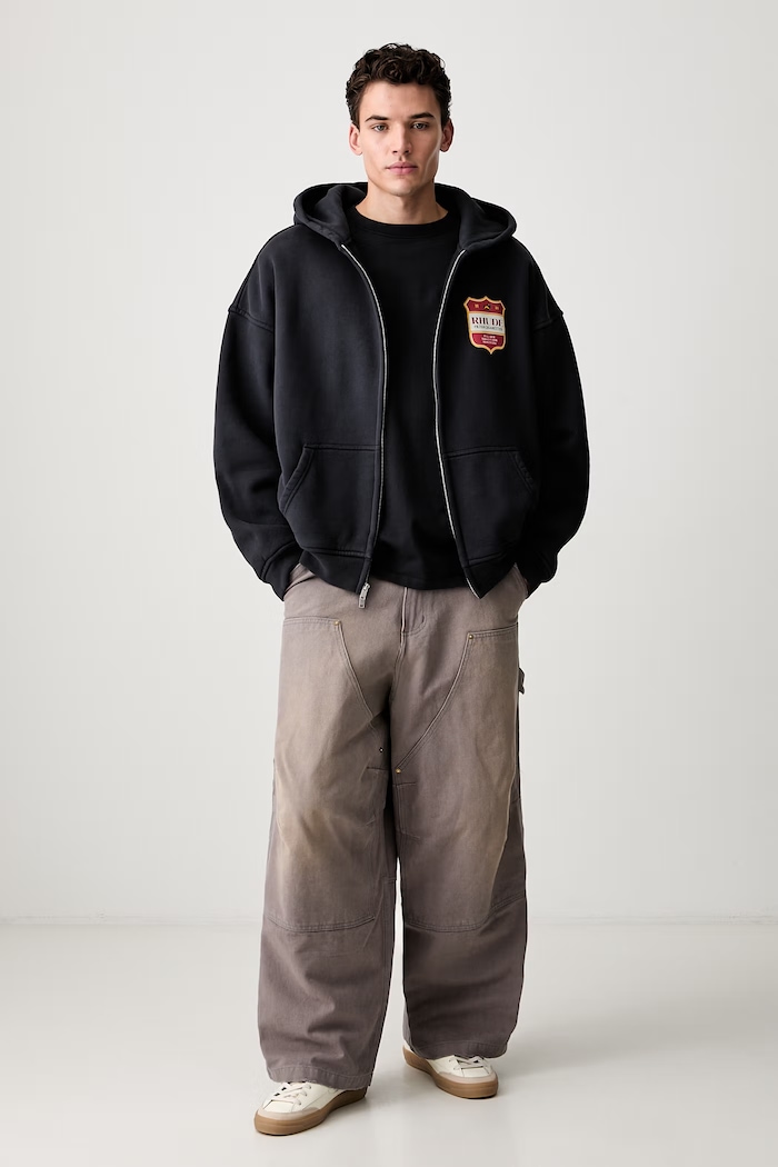 RHUDE суичър с цип и качулка от памук мъжки RHPF26HO13012 черен AW26