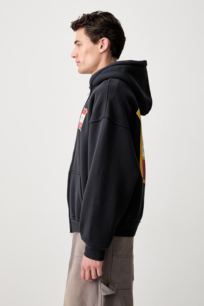 RHUDE суичър с цип и качулка от памук мъжки черен RHPF26HO13012