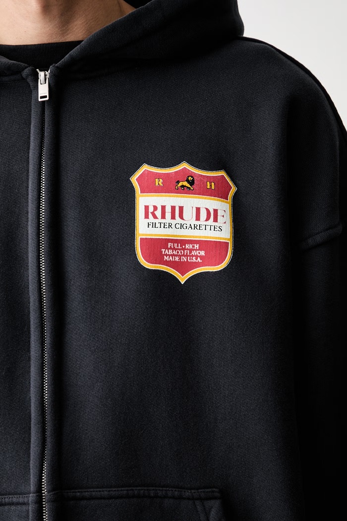 RHUDE суичър с цип и качулка от памук мъжки RHPF26HO13012