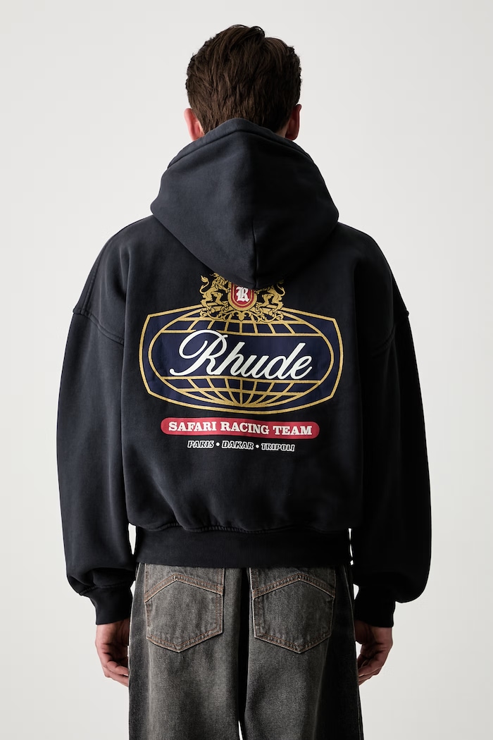 RHUDE bluza z kapturem bawełniana męska czarny RHPF26HO02012