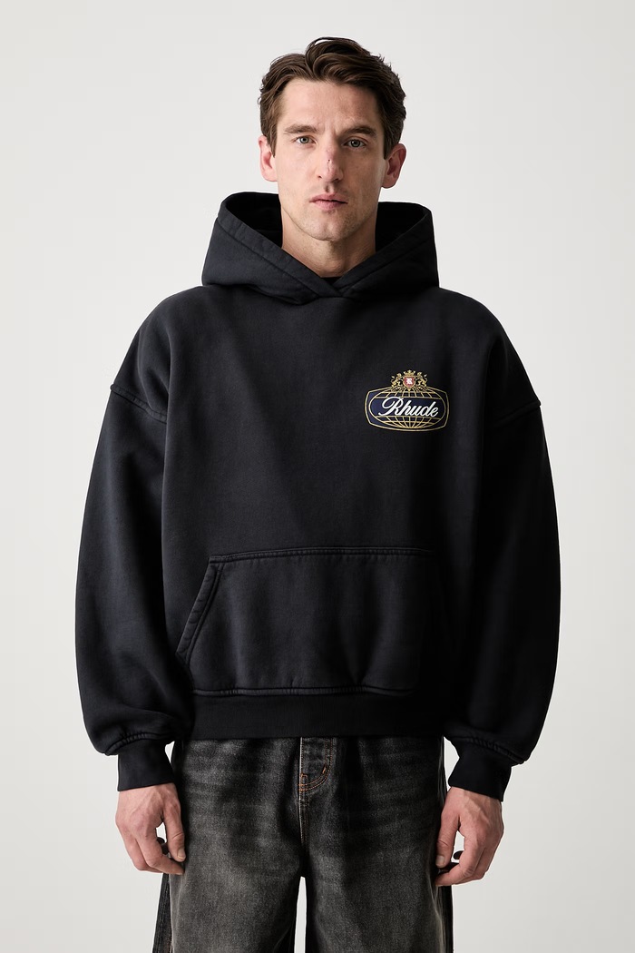 Odzież RHUDE bluza z kapturem bawełniana męska RHPF26HO02012 czarny