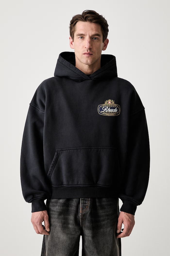 Odzież RHUDE bluza z kapturem bawełniana męska RHPF26HO02012 czarny