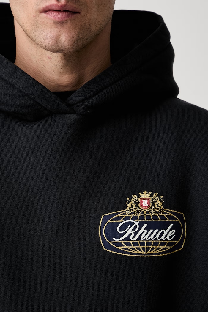 RHUDE bluza z kapturem bawełniana męska RHPF26HO02012 czarny