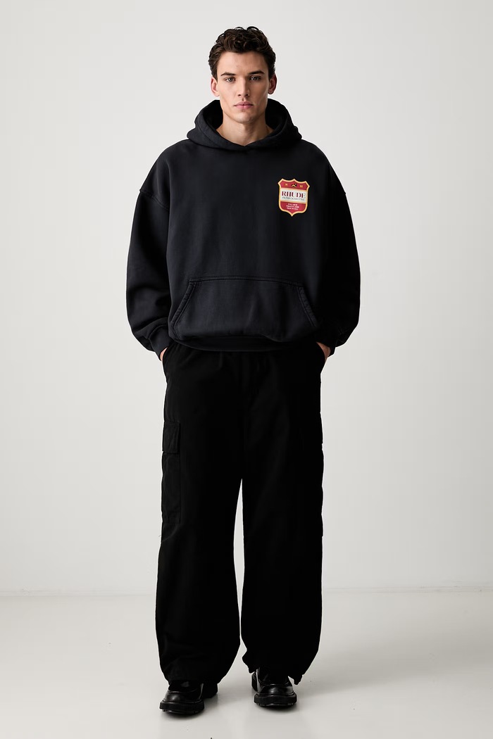 RHUDE bluza z kapturem bawełniana męska RHPF26HO01012 czarny AW26