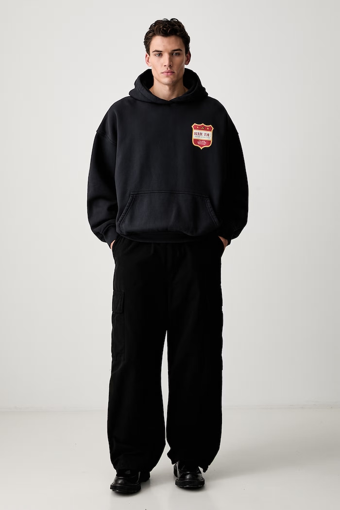RHUDE bluza z kapturem bawełniana męska RHPF26HO01012 czarny AW26