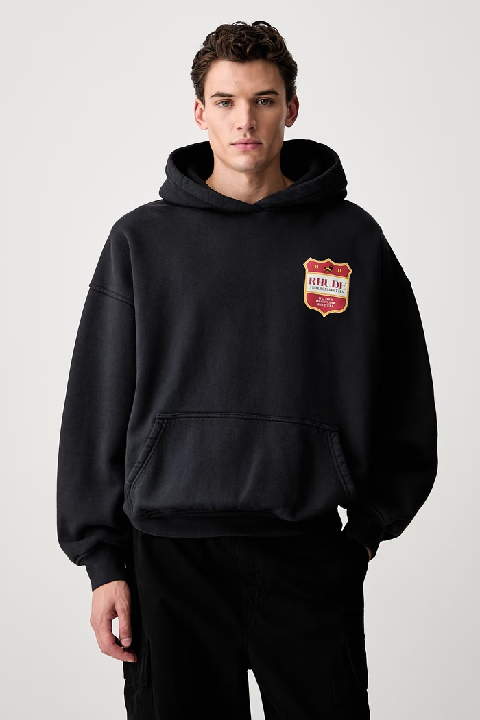 Odzież RHUDE bluza z kapturem bawełniana męska RHPF26HO01012 czarny