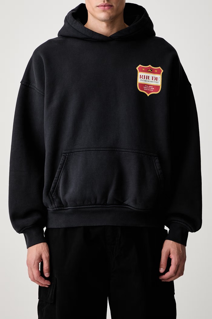 RHUDE bluza z kapturem bawełniana męska RHPF26HO01012 czarny