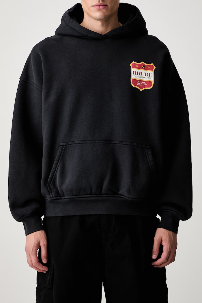 RHUDE bluza z kapturem bawełniana męska RHPF26HO01012 czarny
