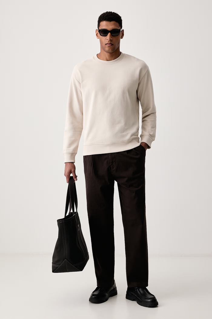 Marc O'Polo Bluza męska bawełniana 5000011822 beżowy AW26