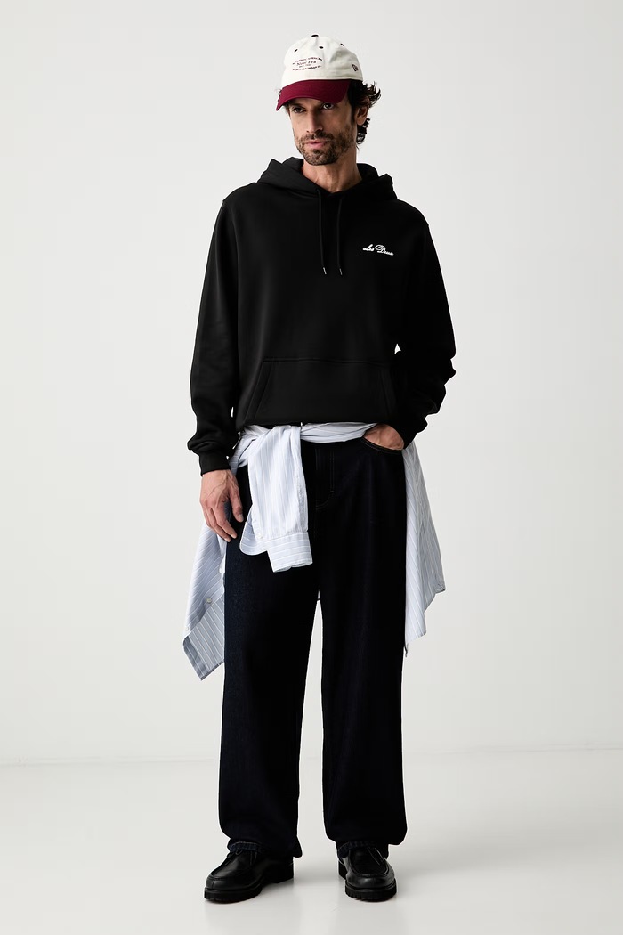 Les Deux bluza z kapturem męska bawełniana 1002329 czarny AW26