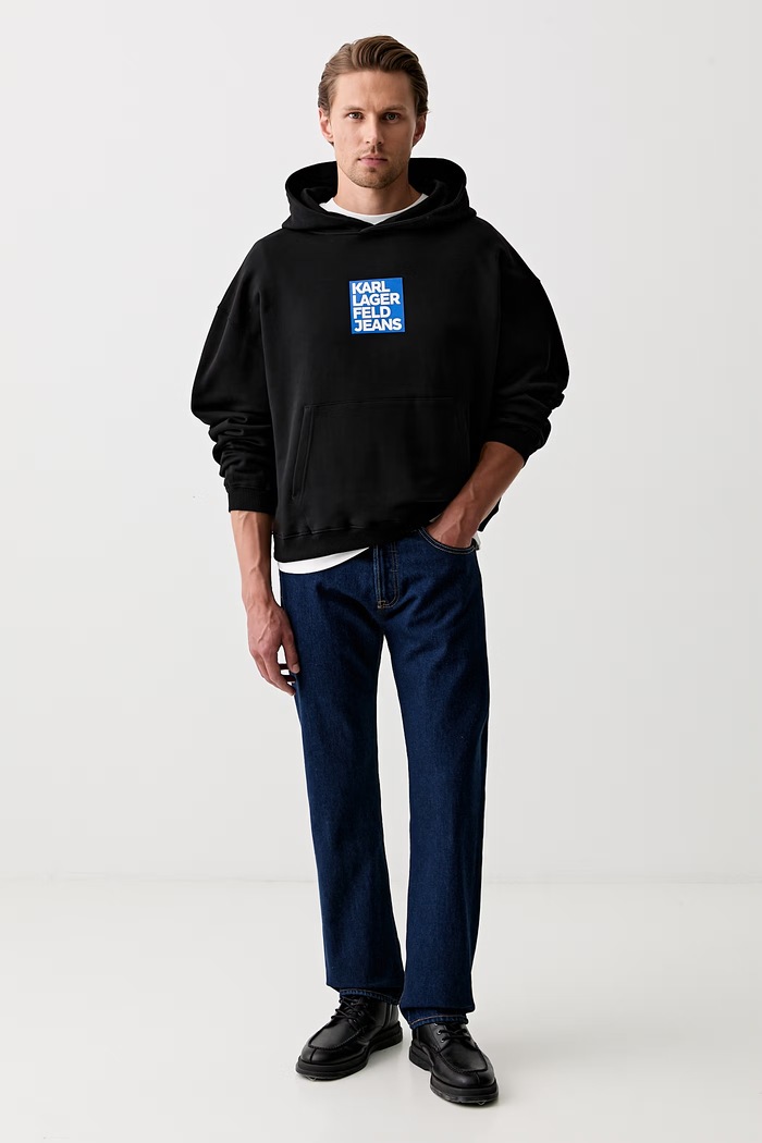 Karl Lagerfeld Jeans bluza z kapturem męska bawełniana B3M20003 czarny AW26