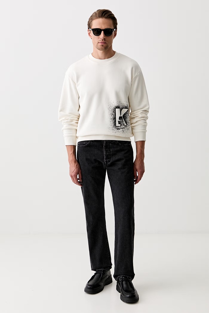 Karl Lagerfeld Jeans bluza męska z bawełną B3M20001 beżowy AW26