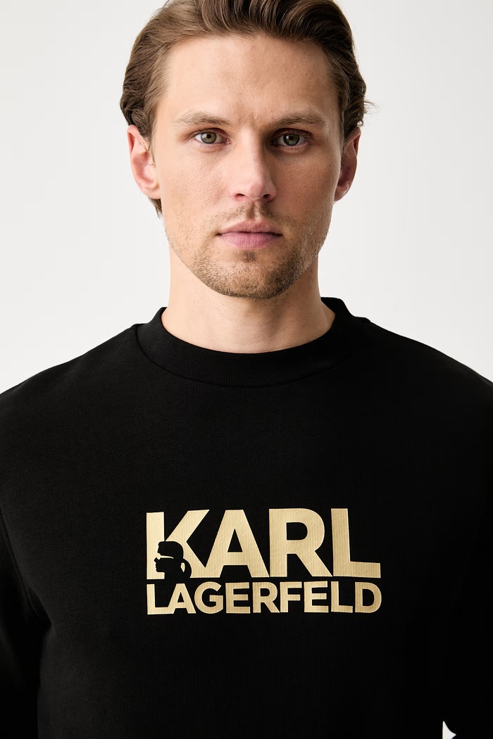 Karl Lagerfeld felpa da uomo in cotone nero 500917.705780