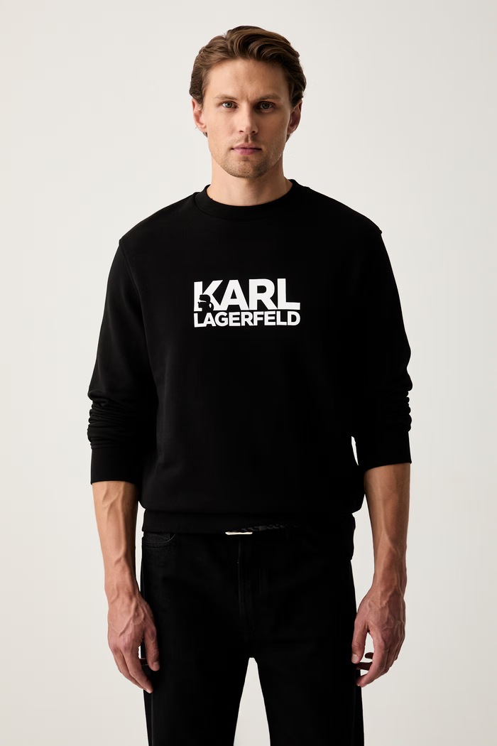 Karl Lagerfeld μπλούζα ανδρική βαμβακερή μαύρο 500917.705780