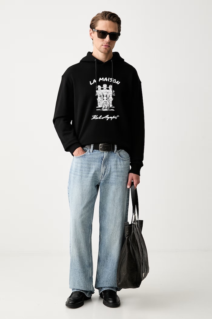 Karl Lagerfeld felpa oversize da uomo in cotone 563906.705104 nero AW26
