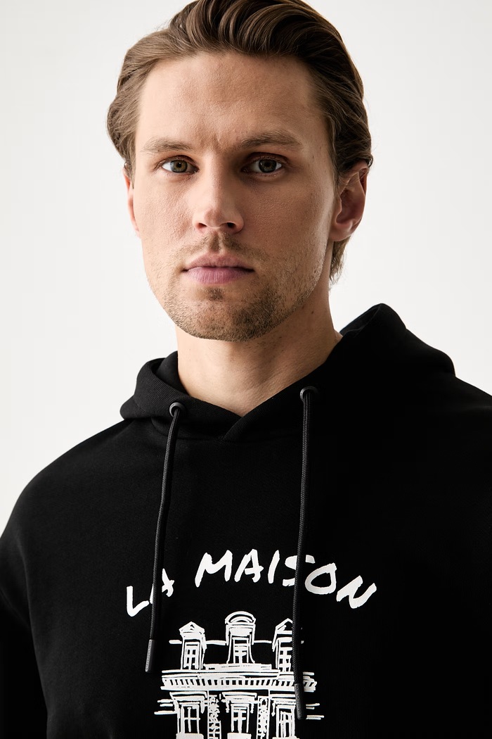Karl Lagerfeld felpa oversize da uomo in cotone nero 563906.705104