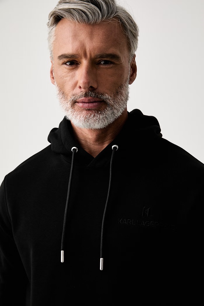 Karl Lagerfeld mikina s kapucňou pánska s bavlnou čierna 563900.705018
