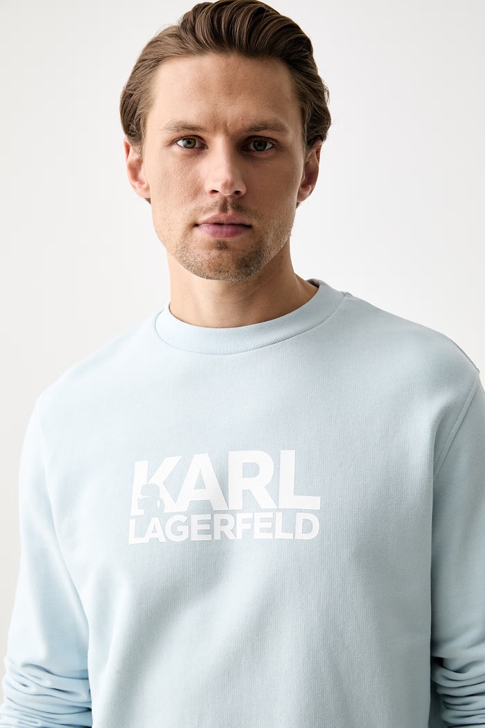 Karl Lagerfeld bluza męska bawełniana niebieski 563917.705780