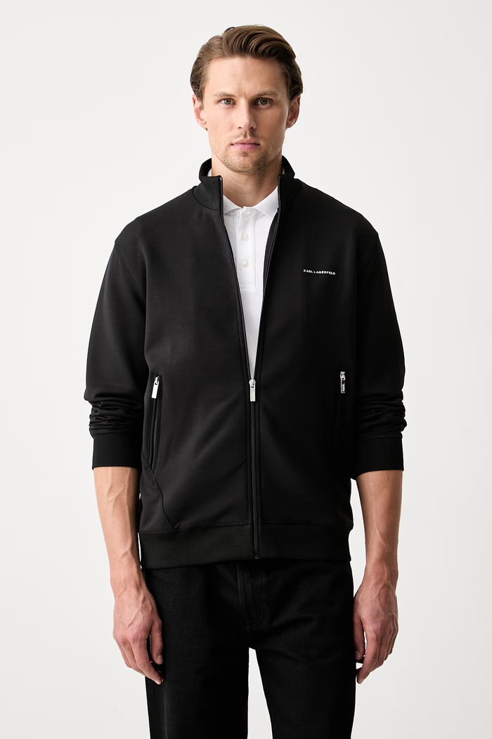 Karl Lagerfeld felpa con cerniera da uomo nero 563902.705006