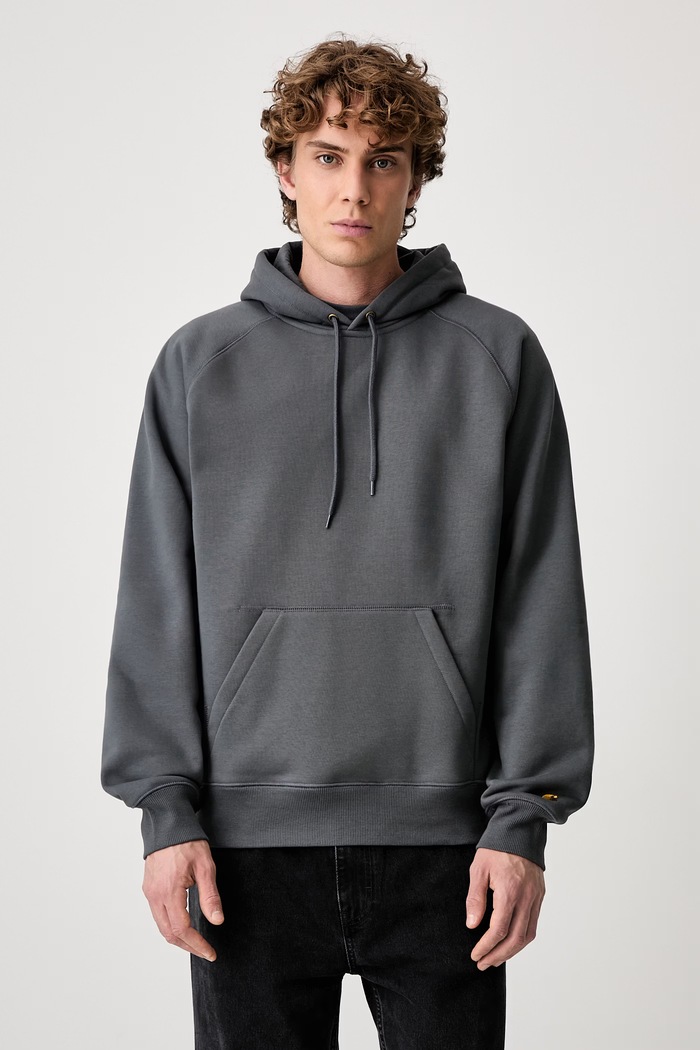 Carhartt WIP Hooded Chase bluza z kapturem męska z bawełną turkusowy I033661