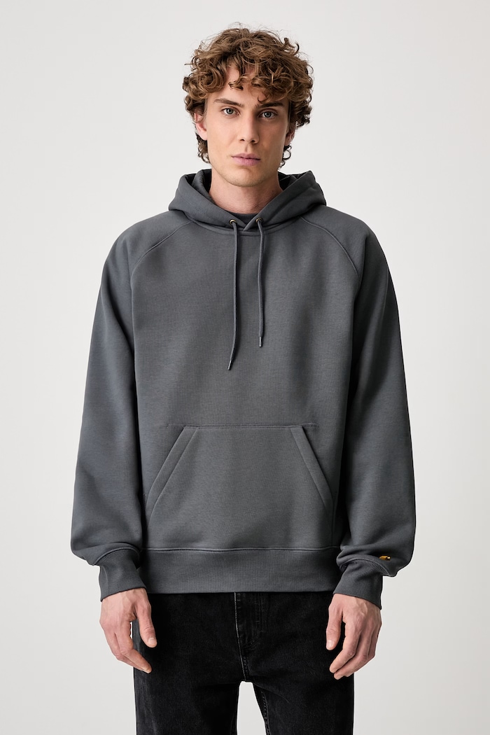 Carhartt WIP Hooded Chase bluza z kapturem męska z bawełną turkusowy I033661