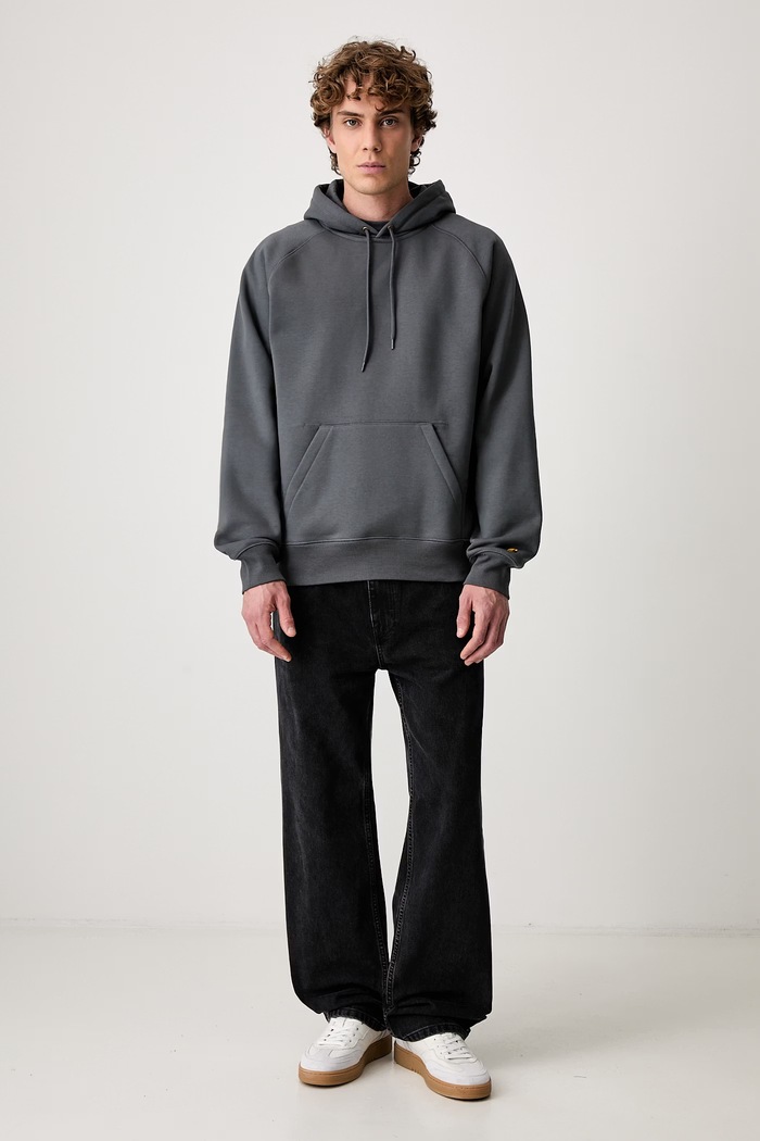 Carhartt WIP Hooded Chase bluza z kapturem męska z bawełną I033661 turkusowy AW26