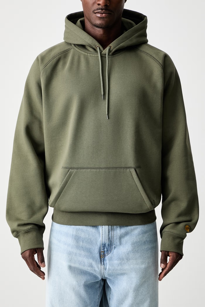 Carhartt WIP Hooded Chase bluza z kapturem męska z bawełną I033661 zielony