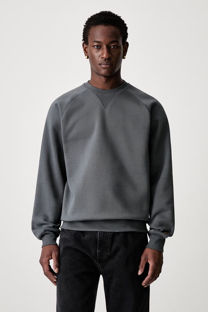 Carhartt WIP Chase Sweat кофта з бавовною чоловіча бірюзовий I033660