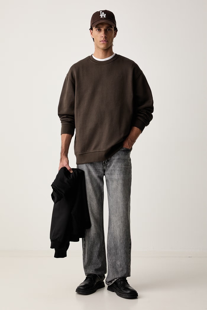 Levi's bluza męska z bawełną SWEATS CREW A1572 brązowy AW26
