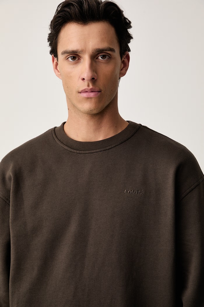 Levi's bluza męska z bawełną SWEATS CREW brązowy A1572