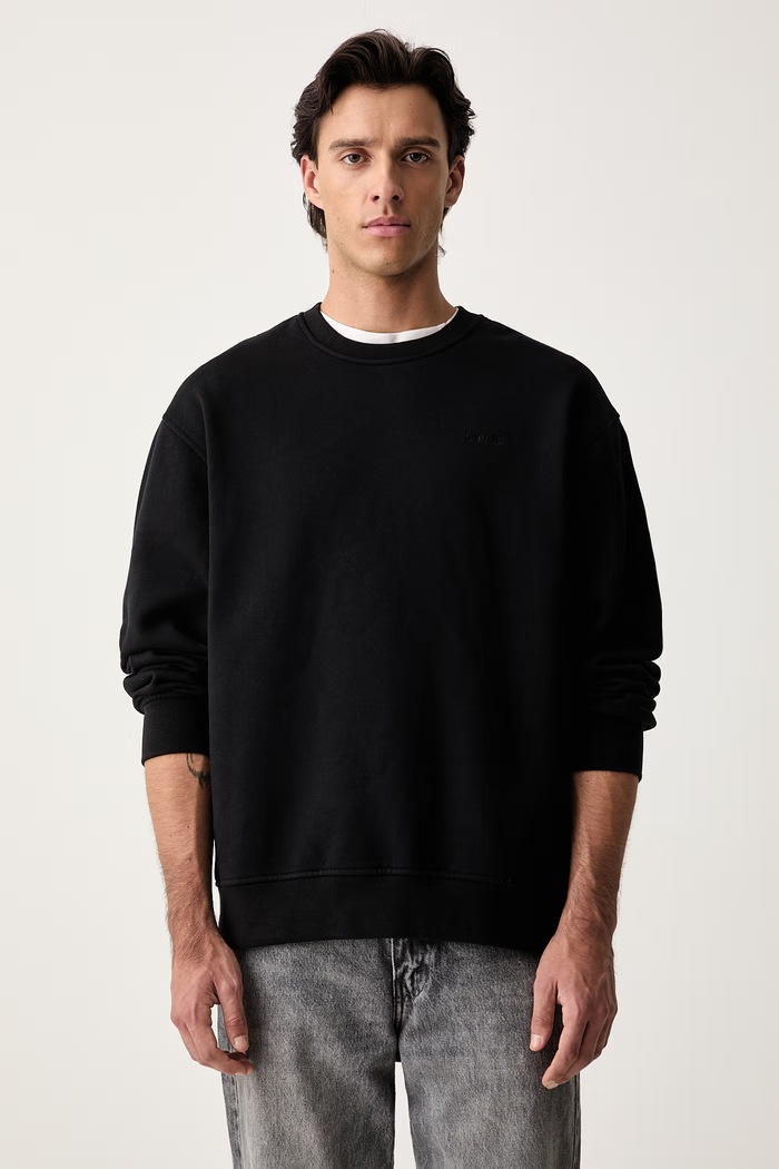 Levi's dukserica za muškarce s pamukom SWEATS CREW crna A1572
