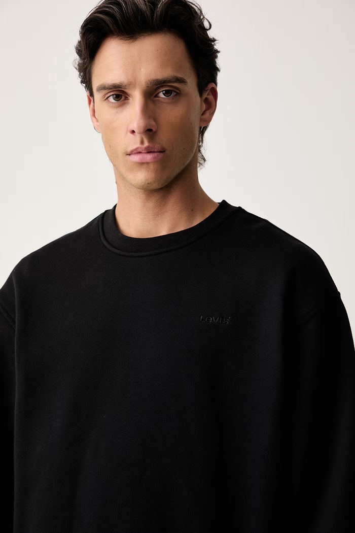 Levi's dukserica za muškarce s pamukom SWEATS CREW crna A1572