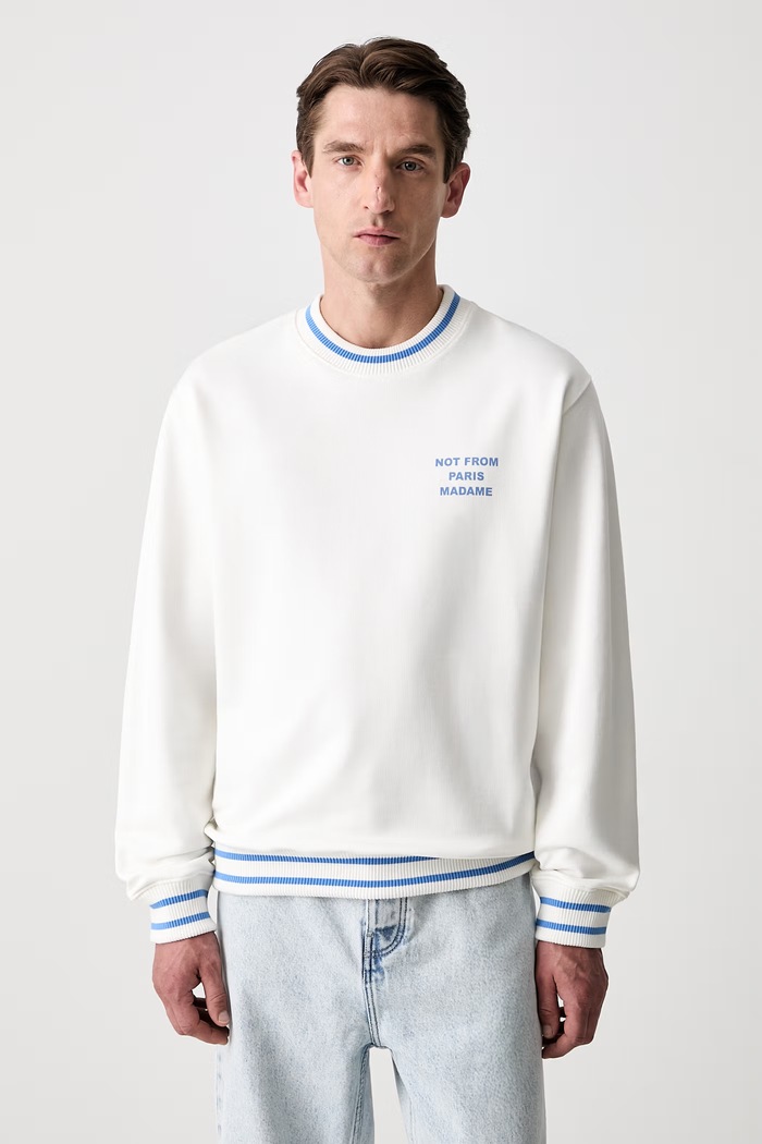 Drôle de Monsieur Sport Slogan bluza bawełniana męska biały L.SW140.CO127