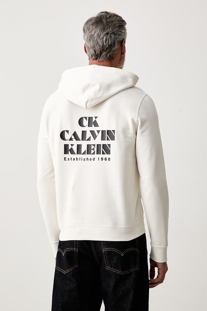 Oblečení Calvin Klein Jeans mikina s kapucí pánská bavlněná LV04RG273G béžová