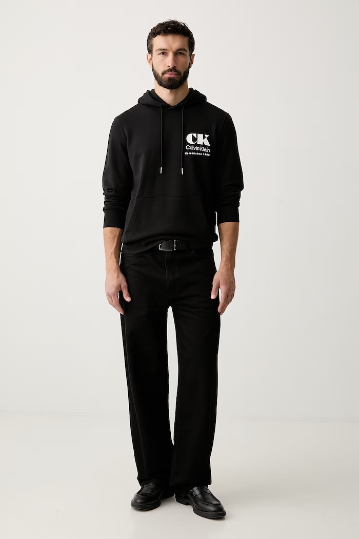 Calvin Klein Jeans μπλούζα με κουκούλα ανδρική βαμβακερή LV04RG273G μαύρο AW26