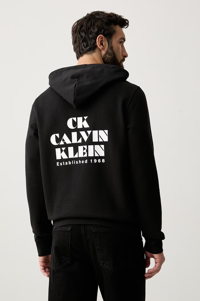 Ρούχα Calvin Klein Jeans μπλούζα με κουκούλα ανδρική βαμβακερή LV04RG273G μαύρο