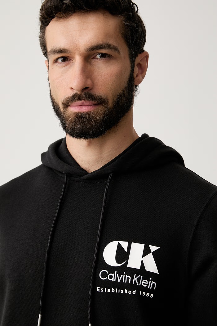 Calvin Klein Jeans μπλούζα με κουκούλα ανδρική βαμβακερή μαύρο LV04RG273G