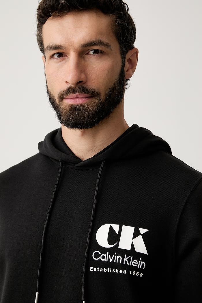 Calvin Klein Jeans μπλούζα με κουκούλα ανδρική βαμβακερή μαύρο LV04RG273G