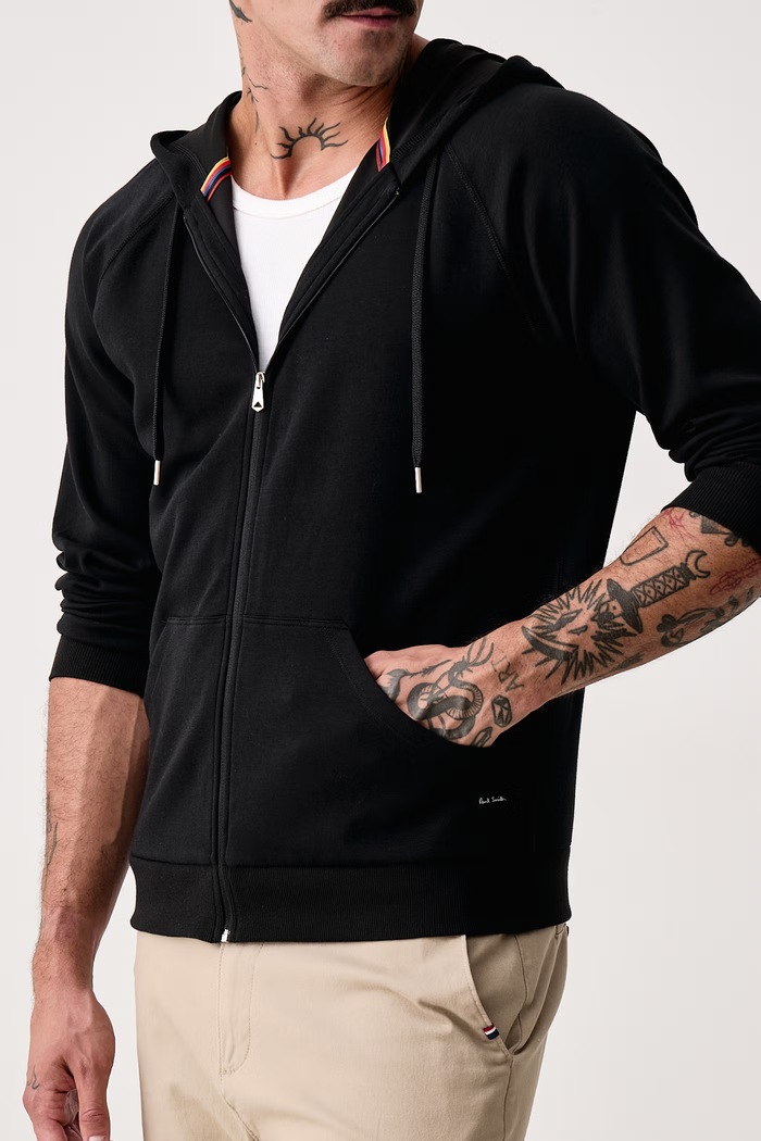 Bluza z kapturem męska z bawełną Paul Smith M1A.500.TU804 czarny