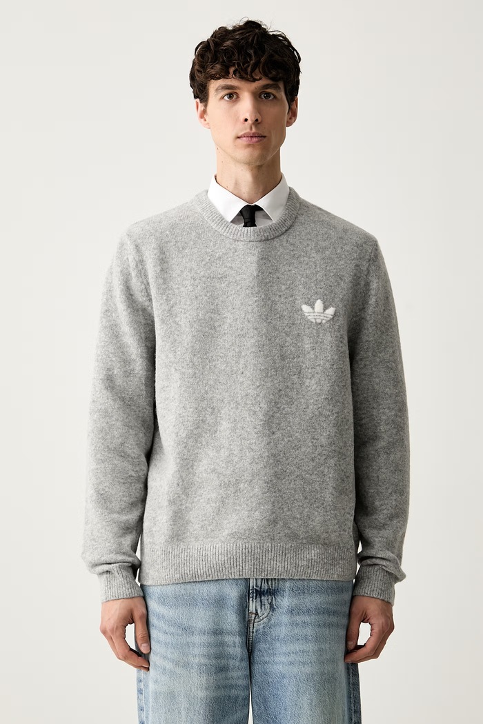 adidas Originals πουλόβερ ανδρικό με μαλλί Trefoil Essentials γκρί KS4889.