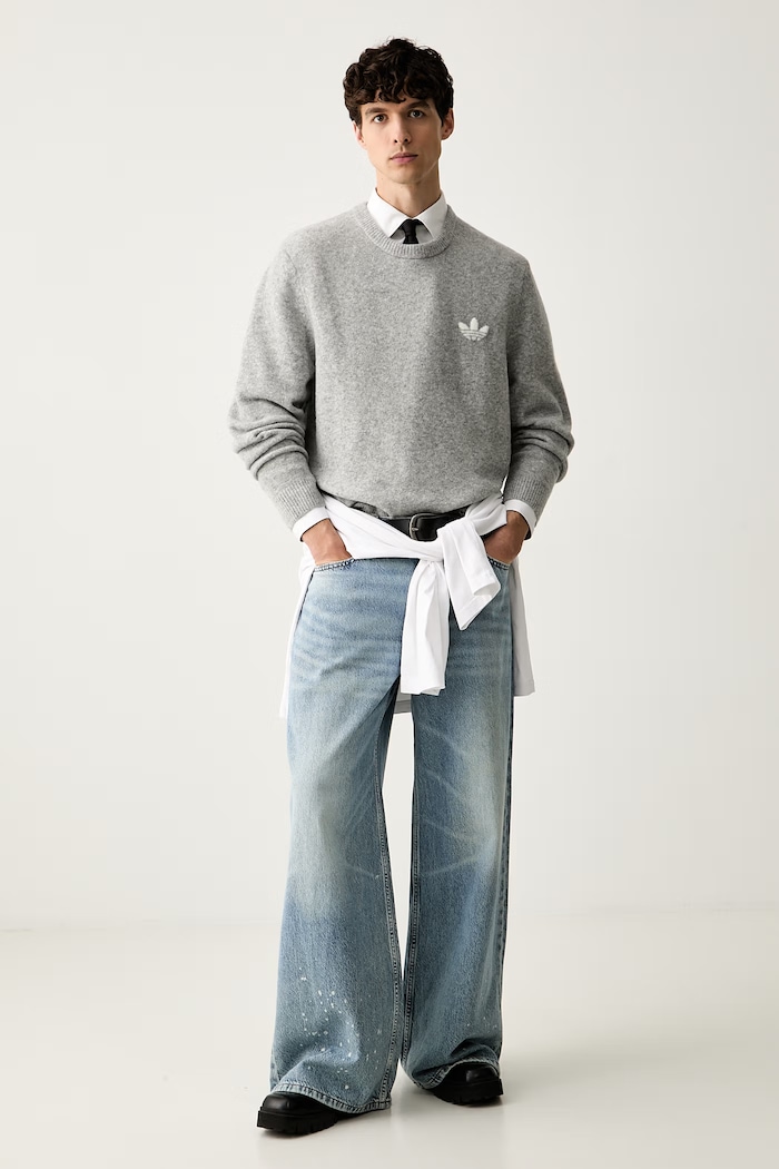 adidas Originals πουλόβερ ανδρικό με μαλλί Trefoil Essentials KS4889. γκρί AW26
