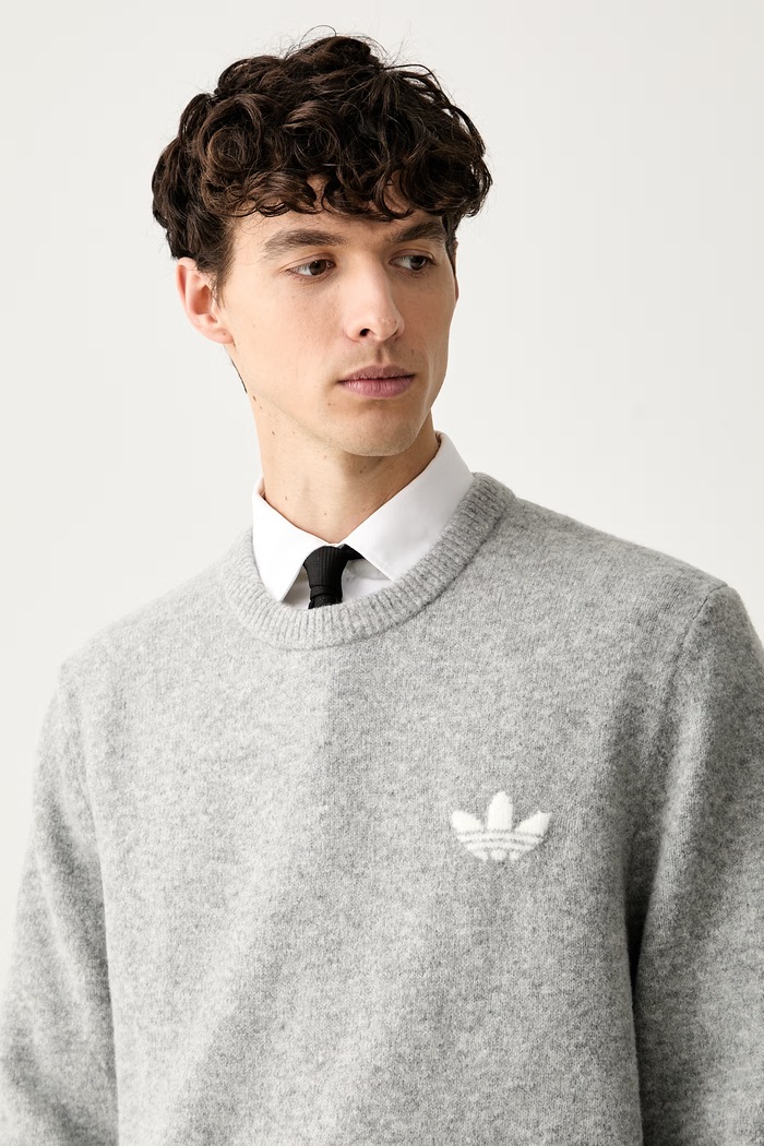 adidas Originals πουλόβερ ανδρικό με μαλλί Trefoil Essentials γκρί KS4889.