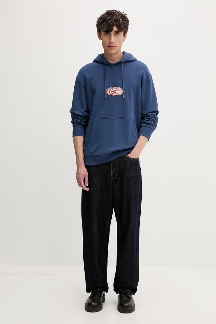 Guess Jeans μπλούζα με κουκούλα ανδρική βαμβακερή M6YQ07.K3996 μπλε AW26